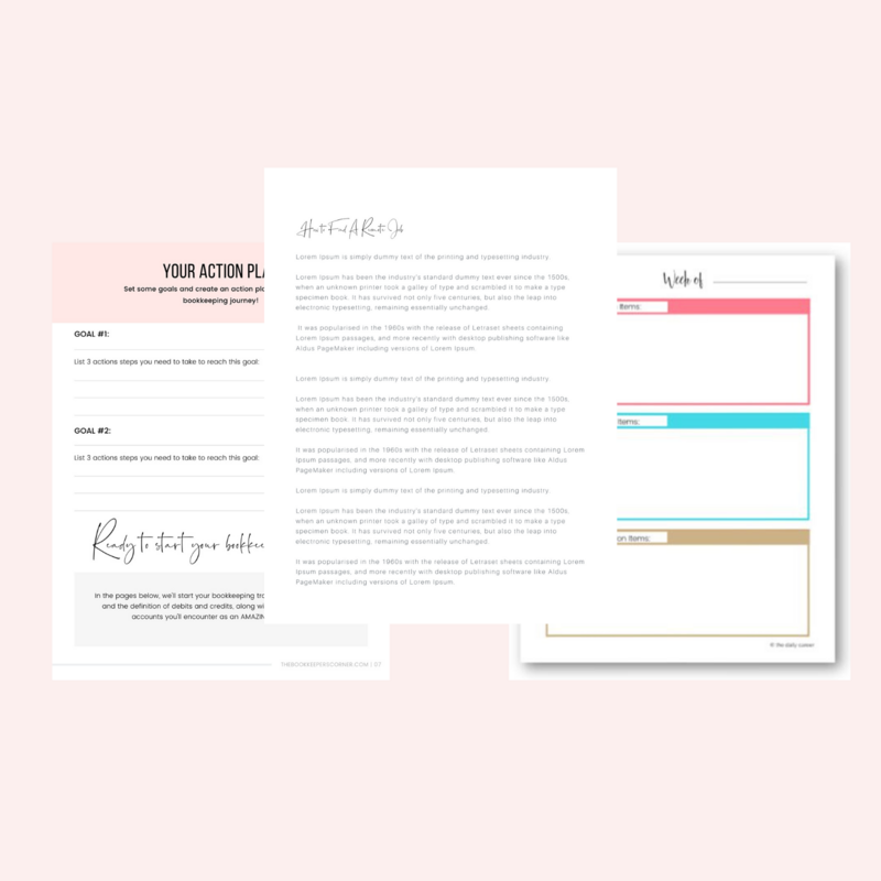 Fresh Scribes - three printables on pink background
