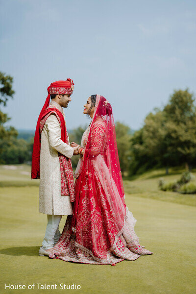 Bride and groom in traditional Indian  wedding