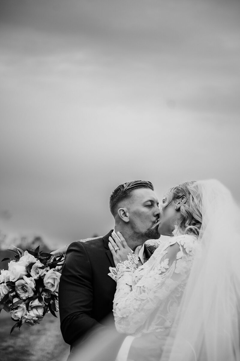 Editorial Veil Photo with Bride and Groom