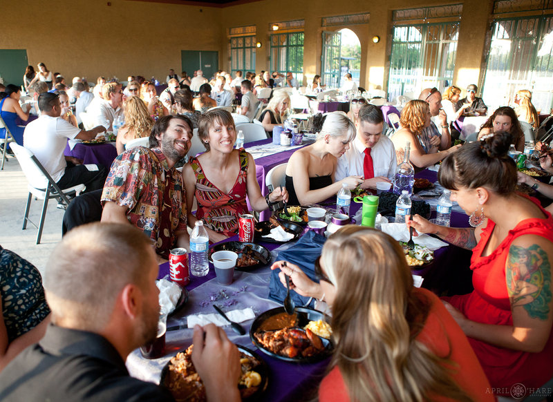 Large wedding reception inside the City Park Pavilion in Denver Colorado