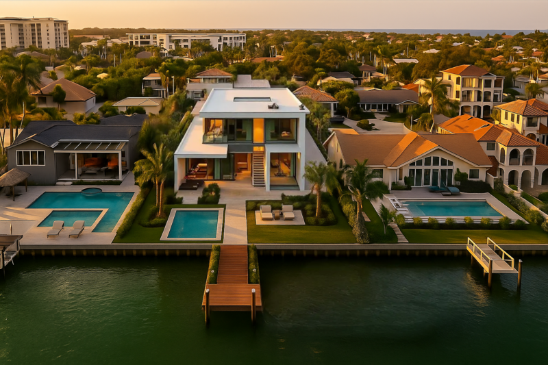 High-end visualization showing redevelopment vision for a tear-down lot