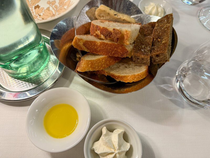 Bread service at Osteria Miranda in Lucca, Italy