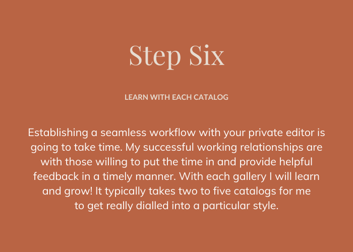 Step Six when working with a private photo editor