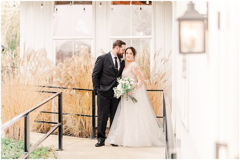 bride and groom wedding portrait outside by Portland Oregon Wedding Photographer