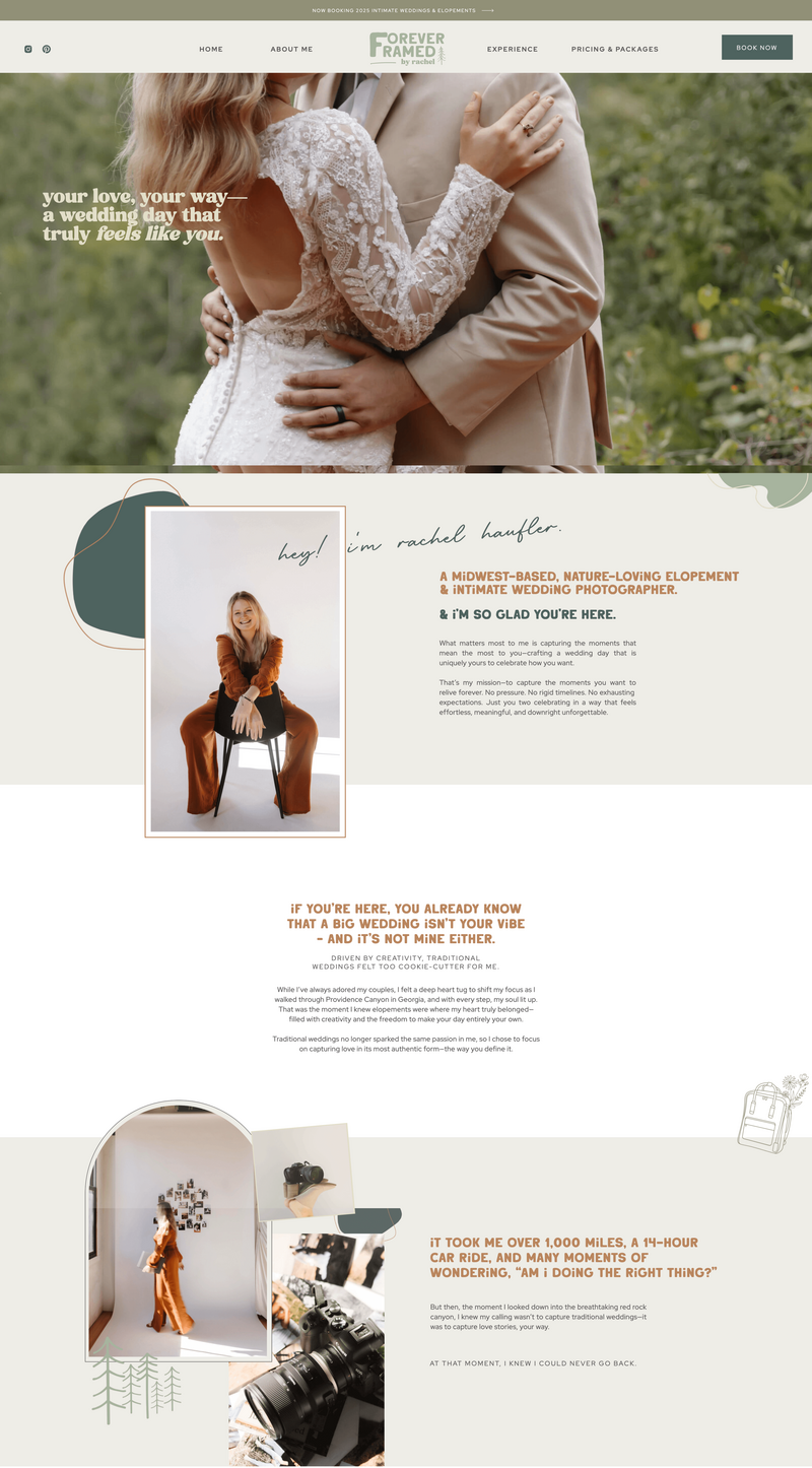 branding, brand identity and website design for wedding, elopements and events planner or coordinator photographer, women business