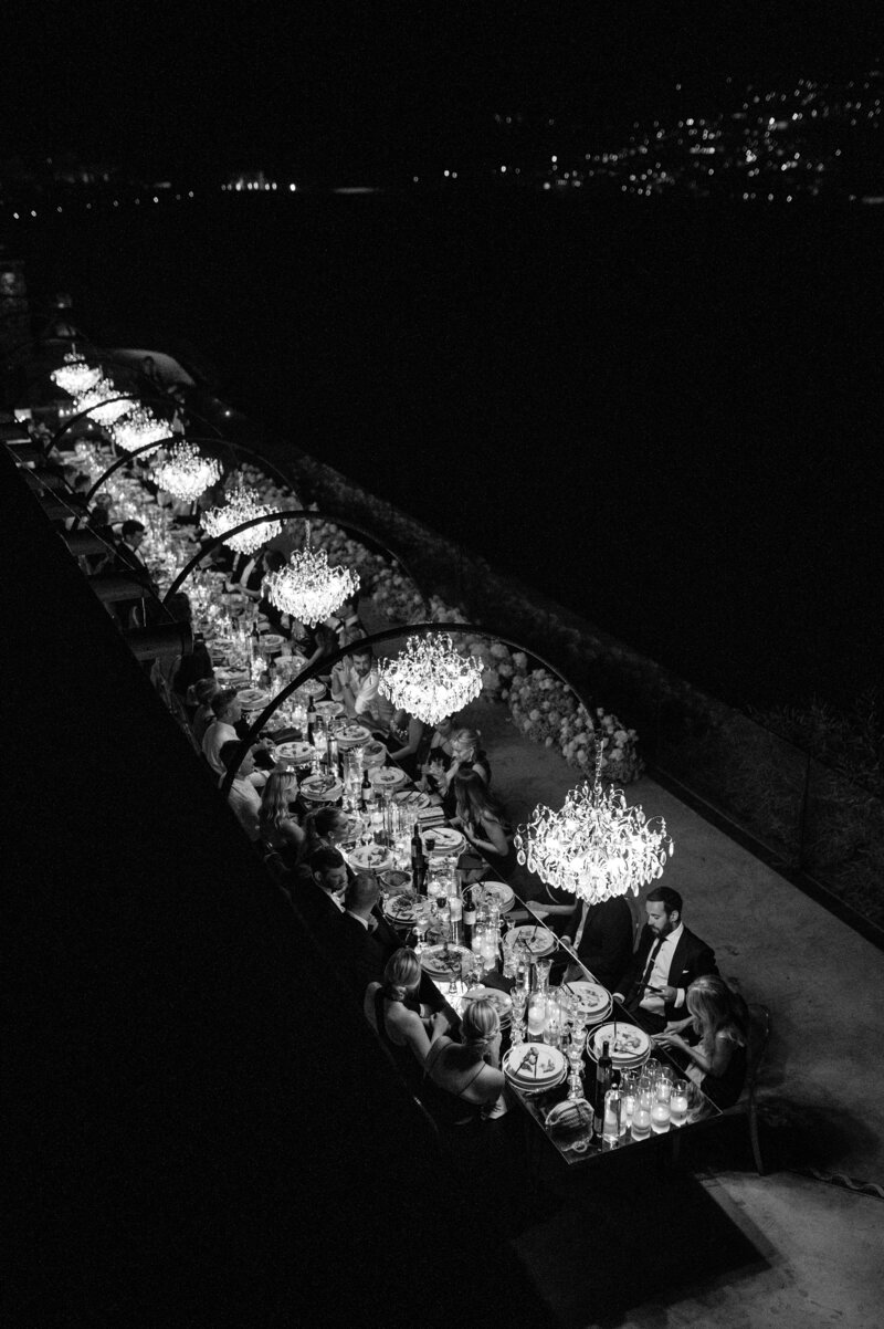 Wedding Planner Greece wedding reception black and white