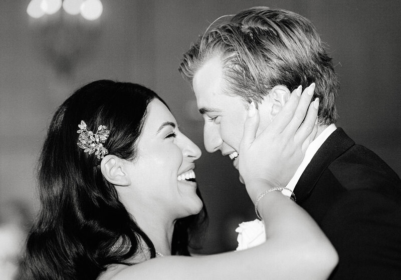 Bride & groom come together after getting married for a incredible photo.