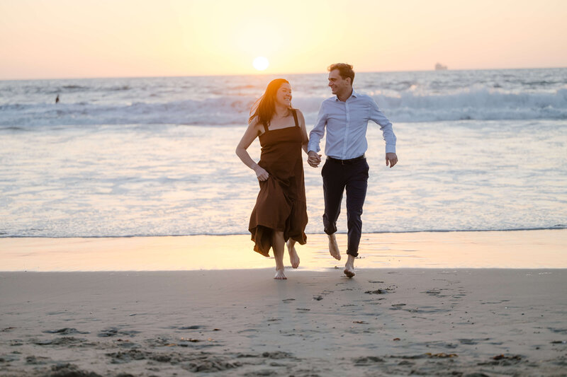 Malibu beach proposal at sunset