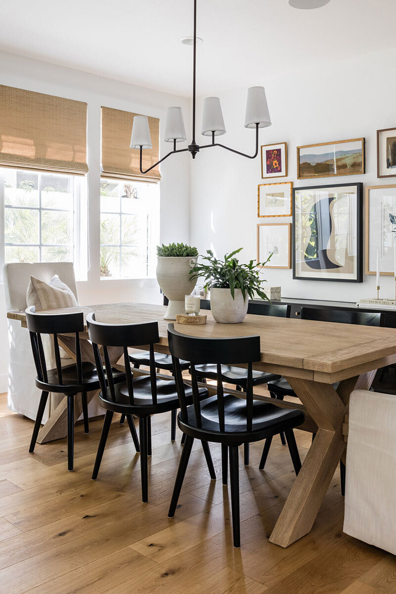 Dining area with functional design and warm, character-driven styling in Costa Mesa CA
