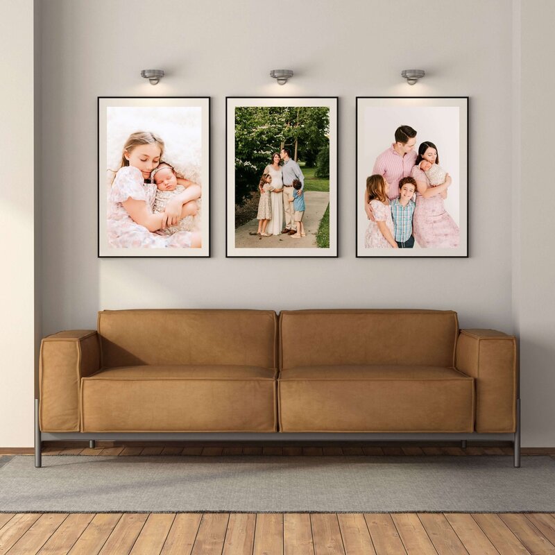 framed maternity and family photo over cabinet  captured by Springfield MO maternity photographer