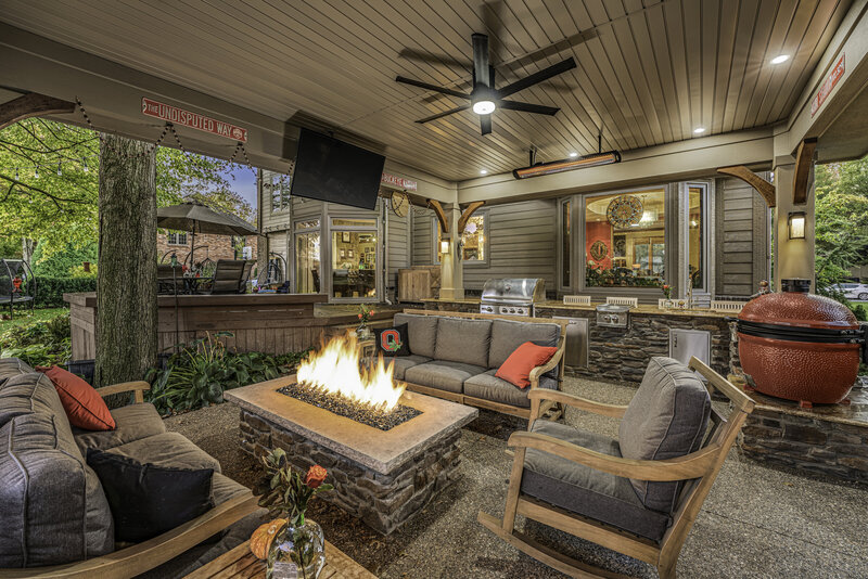 premium-covered-patio-oasis - firepit - Stone Oak -OH