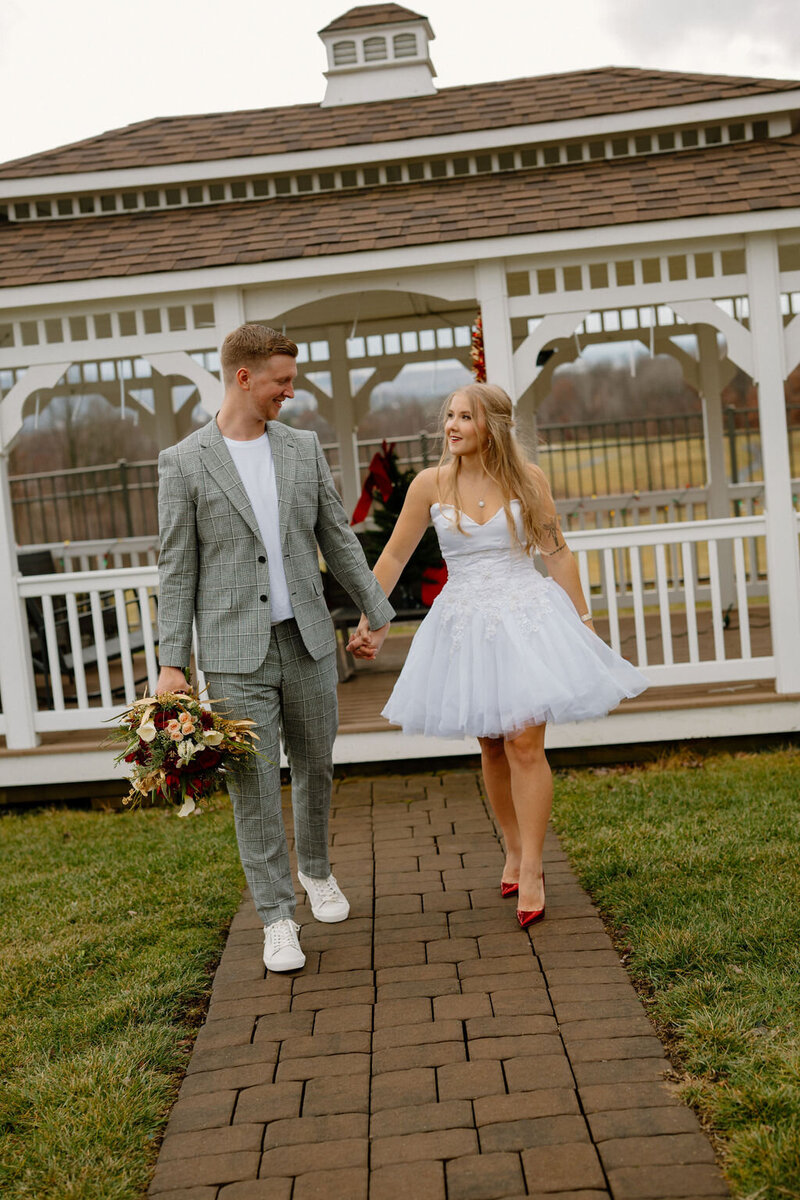 Couple exchanging vows during a small, intimate elopement in New York City