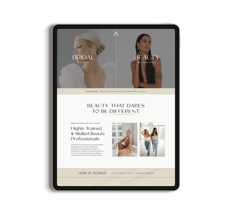 Design Mockup for Hair and Makeup Artist Website Design