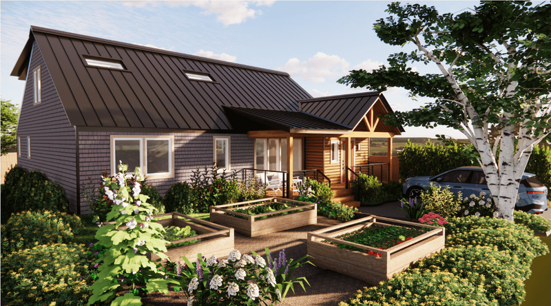 Mockup of the exterior of a home representing an interior design and remodel by Winsome Home Interiors.
