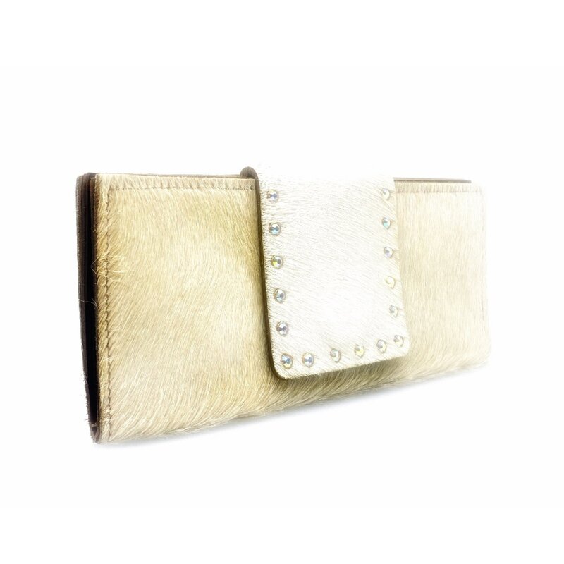 White and Cream Cowhide Wallet