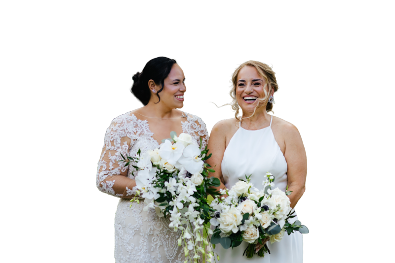 Two Brides on their Wedding Day smiling