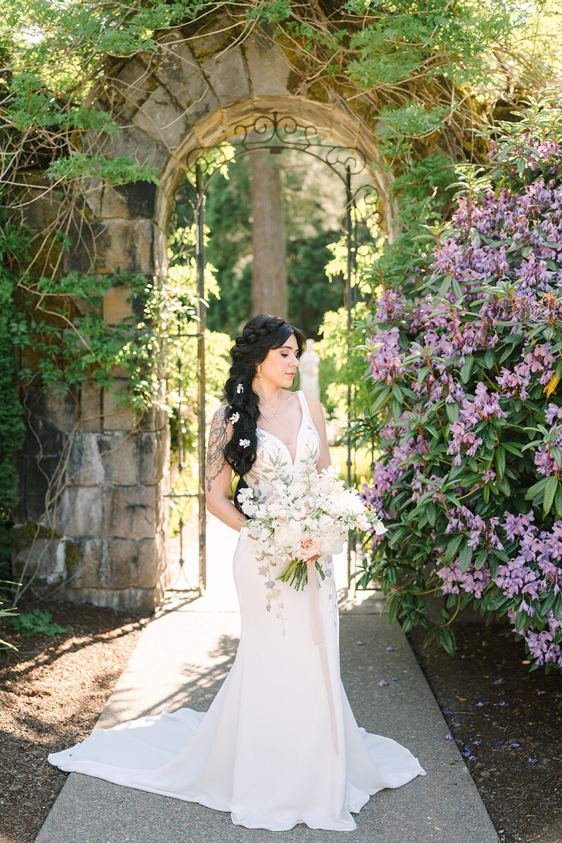 Bride with veil on
