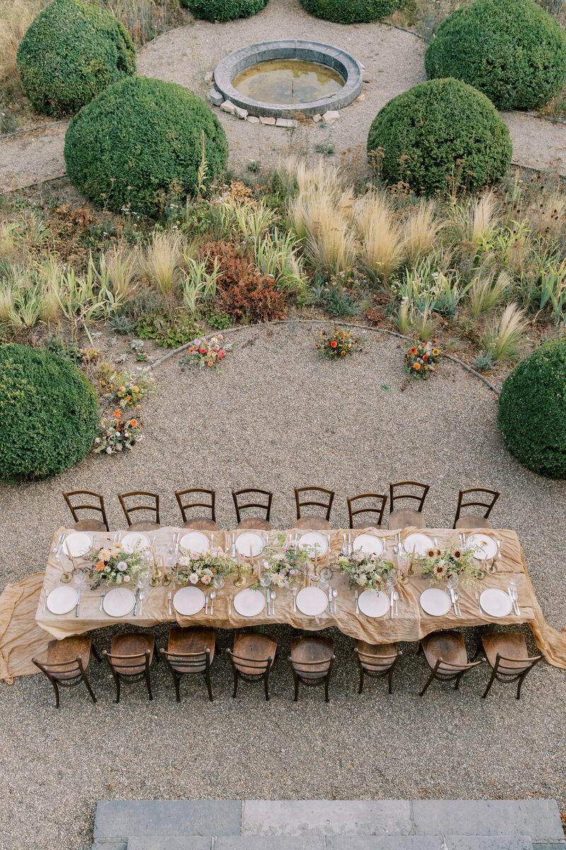 An aerial shot of a tablescape.