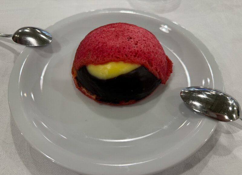 Zuppa inglese dessert at Trattoria da Giulio in Lucca, Italy