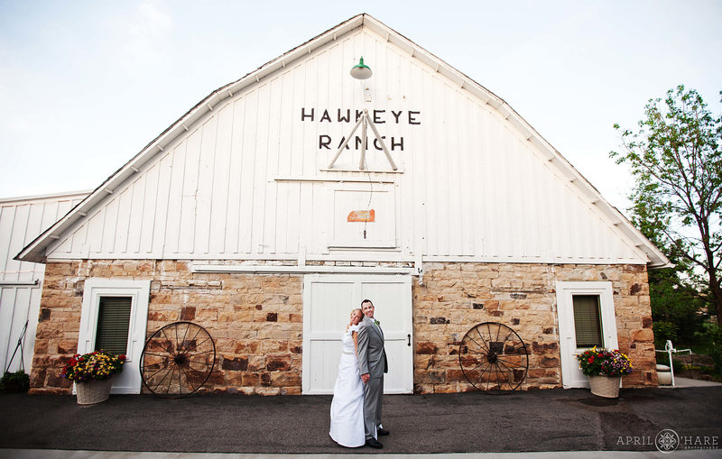 White historic barn wedding photo at Tapestry House in Colorado