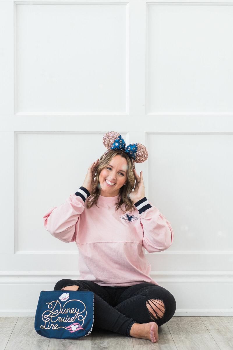 Jess Collins with Micky Mouse Disney Cruise ears on
