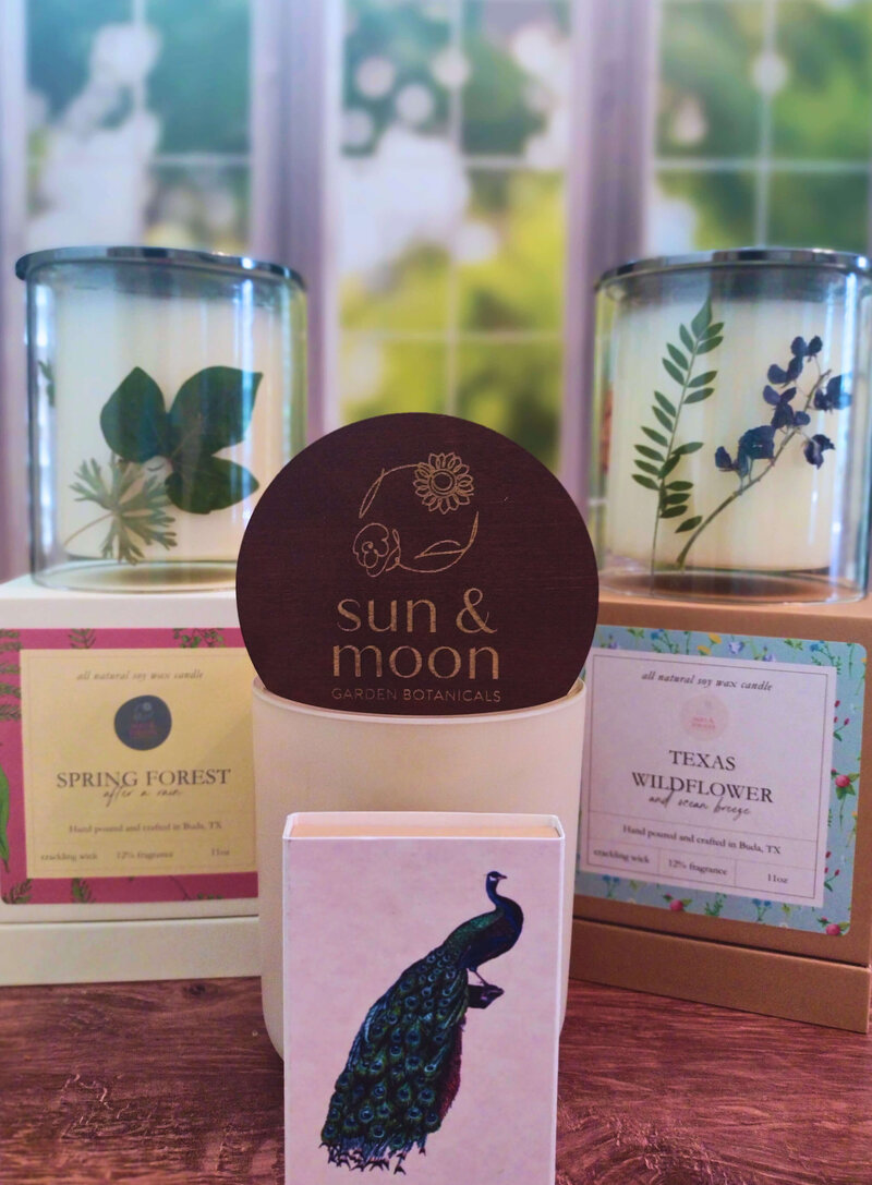 Sun and Moon Spring Candles with vintage matches