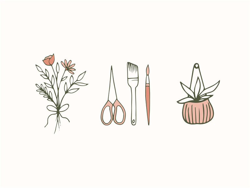 botanical icon design for creative workshops