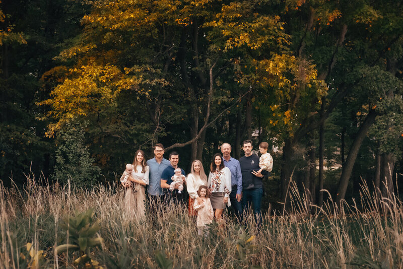 Fall family photography in the woods on private property