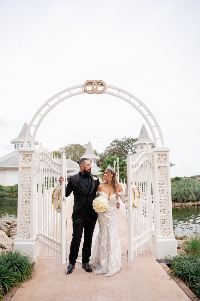 Couple running towards marriage at the Grand Floridian