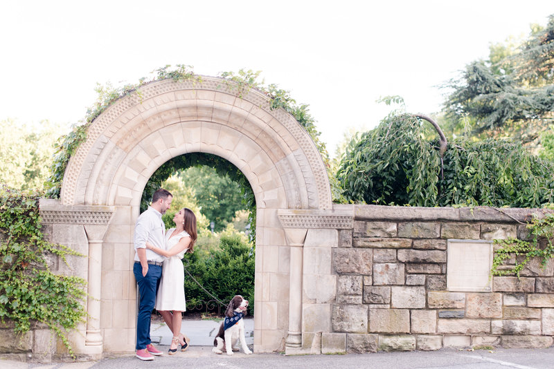 engagement photos at a couple's National Cathedral engagement session