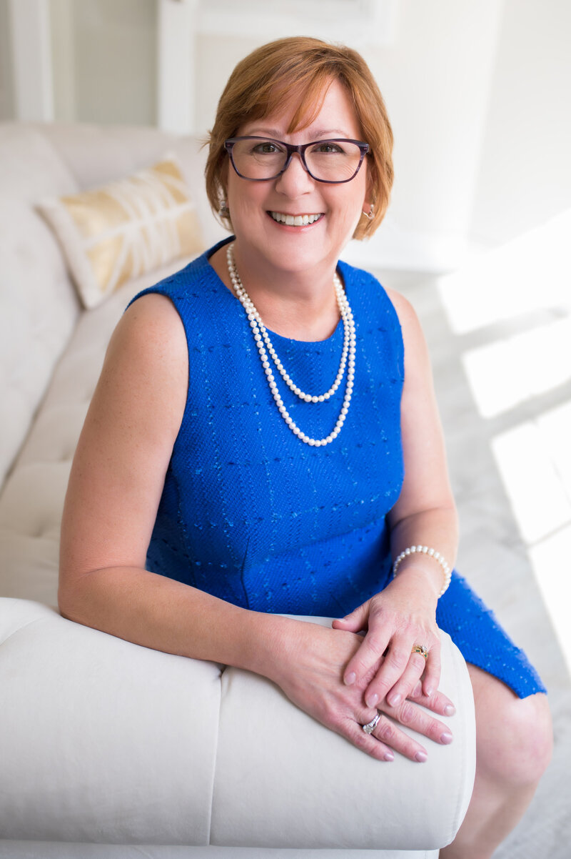 WOMAN ATLANTA HEADSHOT STUDIO BLUE DRESS