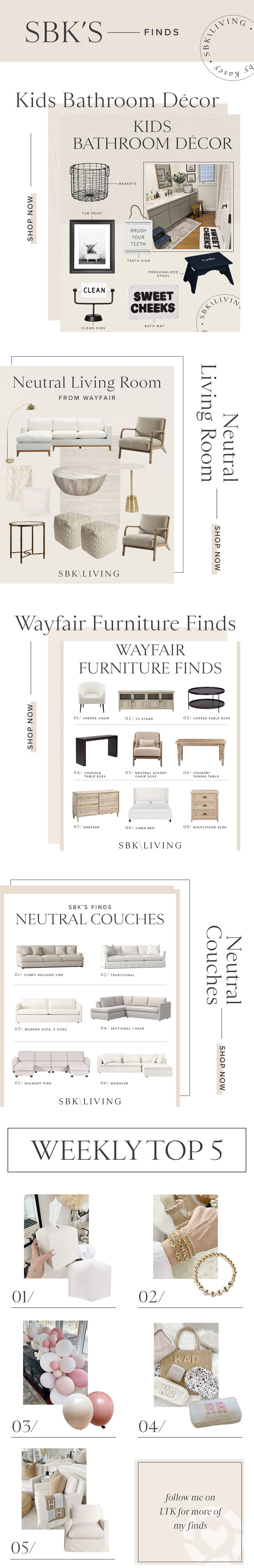 influencers, content creator, influencing, product collaborator, lifestyle content, lifestyle influencer, collaboration, influencer branding, influencer designs, home decor, lifestyle blog, LiketoKNOW.it design, blog cover design, social media design, social media, email design, email newsletter, sbk finds, weekly top 5 features, neutral decor, furniture finds