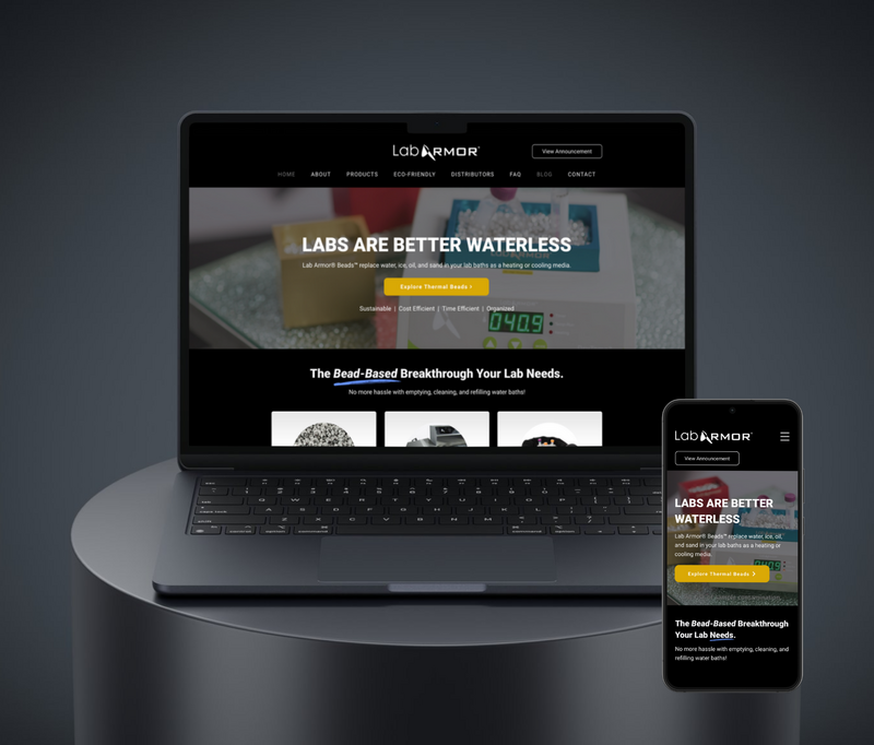 Custom multi-page Wix site for a manufacturing brand, previewed in desktop and mobile view