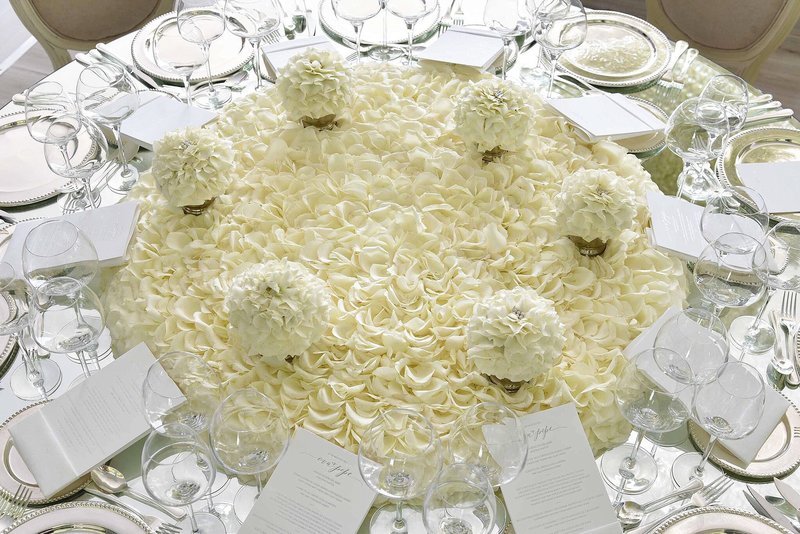 Eva Longoria Wedding - Reception Table Floral Pool - Preston Bailey