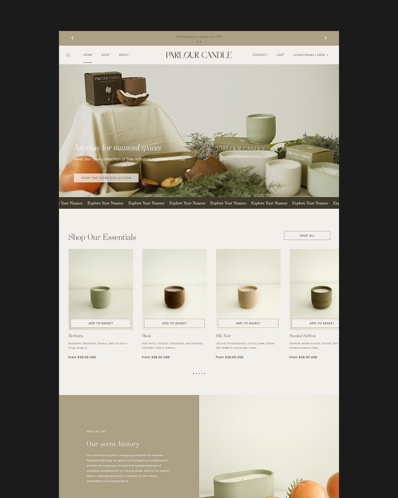 Parlour Candle is a handcrafted candle and home decor line created in a 100-year-old studio space. Using 100% natural coconut soy wax and high-quality, paraben- and phthalate-free fragrance oils, each candle vessel and decor piece is handmade with natural earth pigments and concrete. The line emphasizes sustainability, featuring fully recyclable vessels and no excess plastic in the packaging.