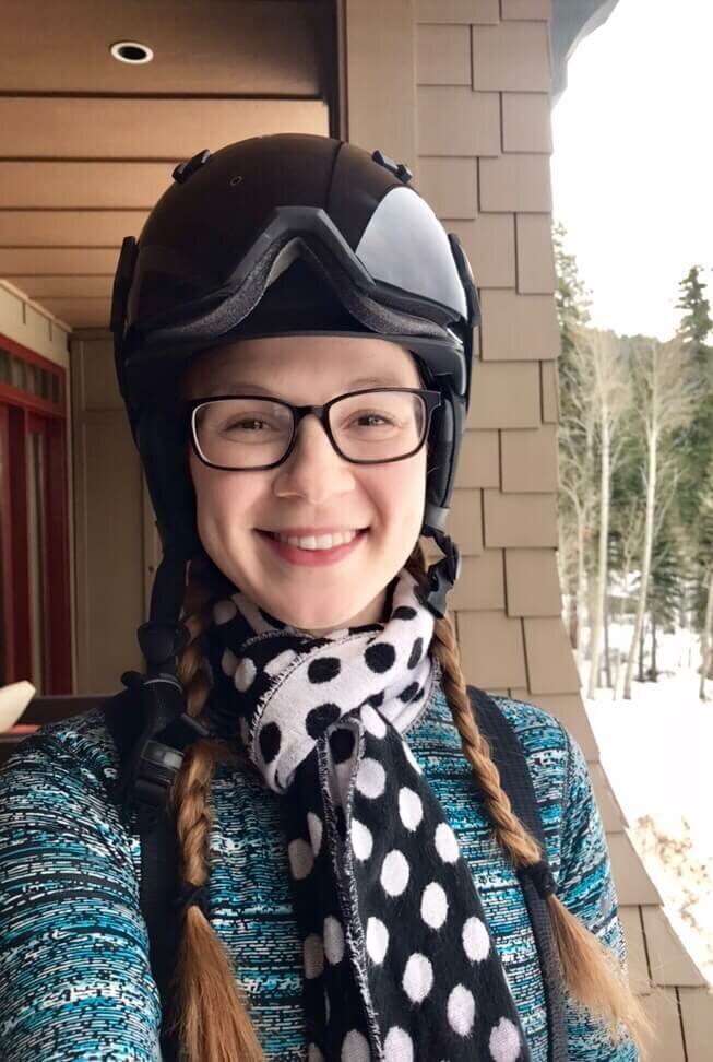 selfie of Erika Rene in her ski gear before she heads out to ski in Colorado