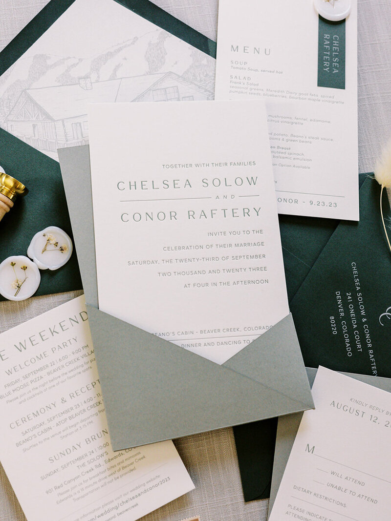 Modern Letterpress Pocket Invitation