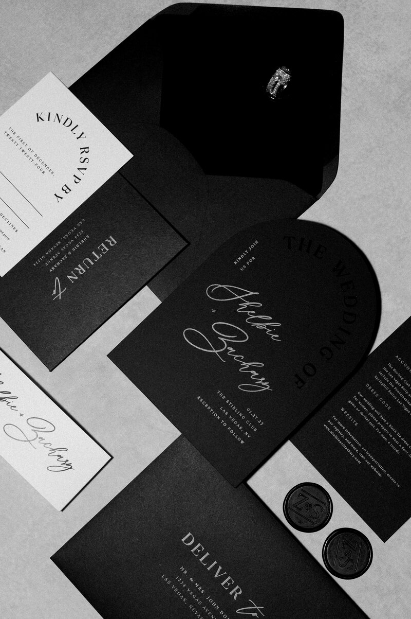 pink wedding invitation suite by belle azalee in las vegas, nevada