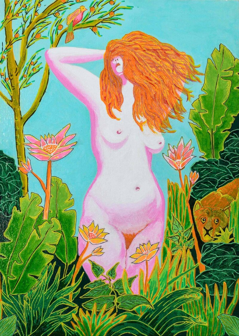 Painting by Henrie Richer "Venus in the jungle"