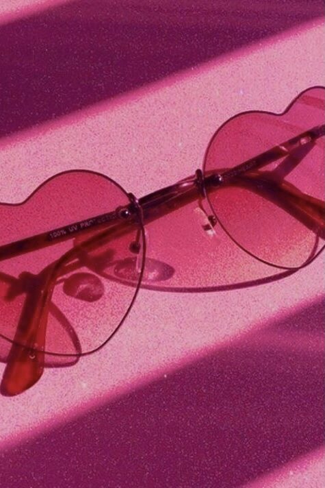 Pink heart shaped sunglasses
