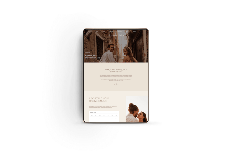 Minimal Showit booking page for photographers