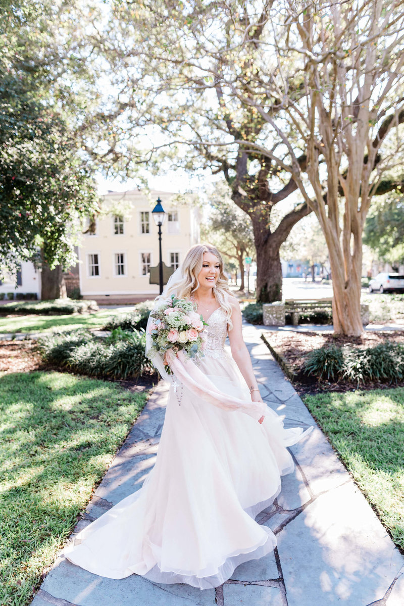 Carly and Clint’s Downtown Savannah Elopement in Reynolds Square