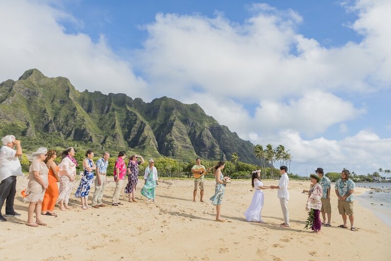 Kualoa Regional Park Beach sunset wedding