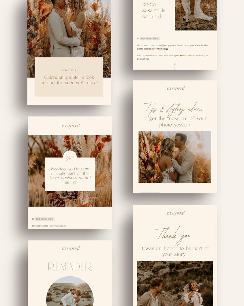 Boho Flodesk email templates for photographers Honey Seed 8