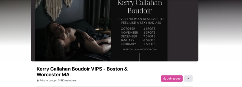 Facebook cover photo for boudoir photographer kerry callahan boudoir