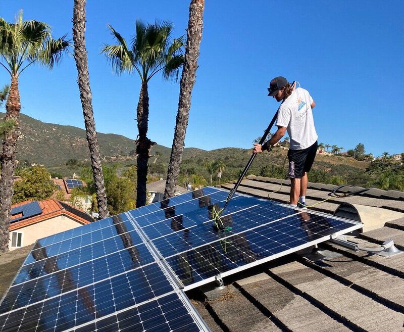 The Solar Shine SD team providing professional solar panel cleaning services in San Diego. The family-owned business prioritizes quality and customer satisfaction.