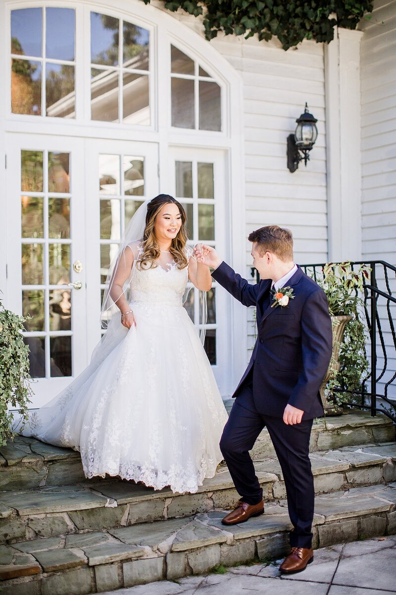 walking down stairs by knoxville wedding photographer, amanda may photos