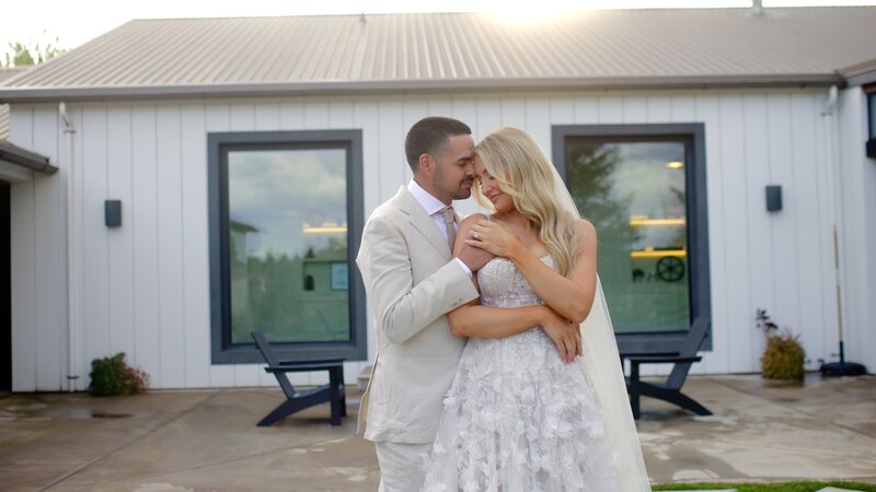 bride and groom kissing