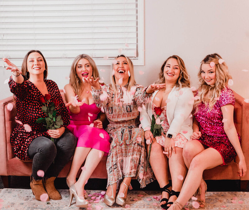 Lash technicians sitting on a couch