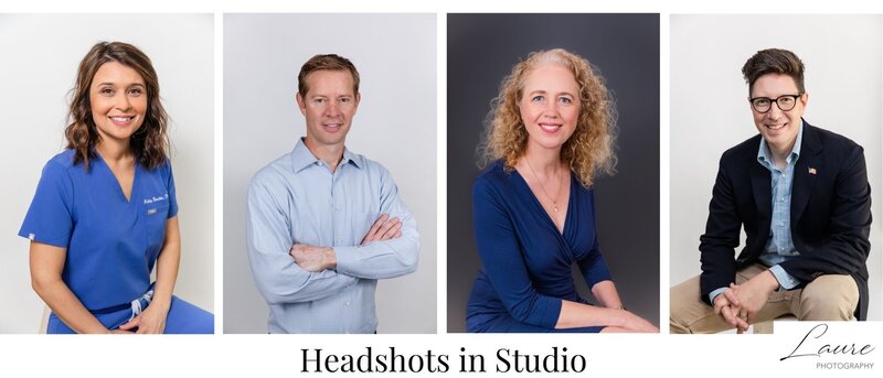 collage of professional headshots taken in studio with different backdrops in Atlanta GA by laure photography